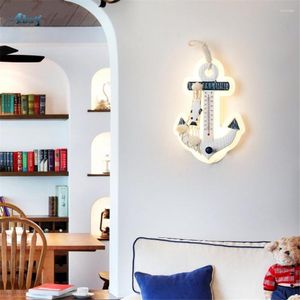 Wall Lamp Mediterranean Sea Ship Anchor Shape Lamps For Children Bedroom Living Room Bar Art Deco Bedside Sconce Light Led