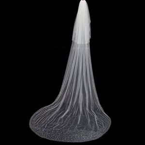 Two layer White Ivory Wedding Veil Crystal Cathedrarl Length Bridal Veils With Comb Rhinestones Edge256z