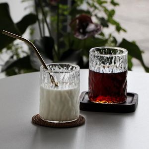 ワイングラスサマーアイスコーヒーマグ高温抵抗性透明なウォーターカップ日本語ハンマーアイパターンツリー切り株