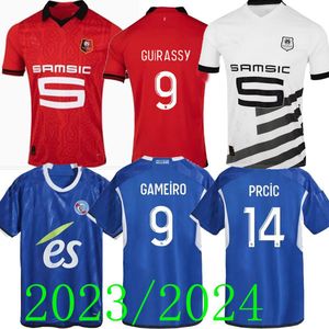 23 24 Stade Rennais Camisa de futebol RC Strasbourg DOKU 2023 Rennes BOURIGEAUD Maillots De Foot TRUFFERT TERRIER AWAY AGUERD Camisa de futebol DIALLO BELLEGARDE home ES