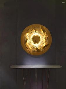 Lampada da parete Nordic Gold Round Lampade da soggiorno di lusso Interior Design Sfondo Studio decorativo El Camera da letto Luci d'arte moderna