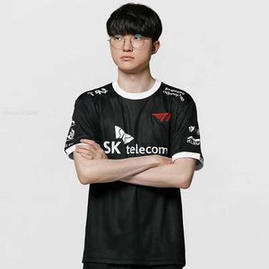 Мужские футболки 2023 LOL T1 Black Jersey Lck Skt Faker Keria Zeus Oner Gumayusi Cust