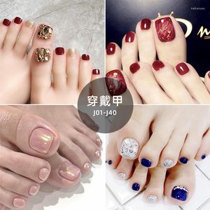 False Nails Free Shiping24PCSプレスフルカバーマルチスタイルのつま先爪勾配Easy Wear毎日2023年の再利用可能なゲリッシュ