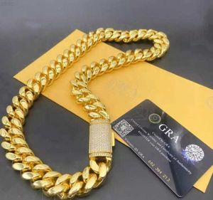 10K 18K 24k prawdziwy złoty naszyjnik ze stali nierdzewnej kubańska platowana biżuteria kubańska łańcuch Złota Naszyjnik łańcucha łącza kubańskiego Miami
