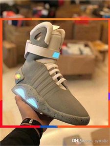 2023 Автоматические шнурки Air Mag Sneakers Marty McFly's Air Mags привел туфли обратно в будущее сияние в темно -серых сапогах McFlys с коробкой топ