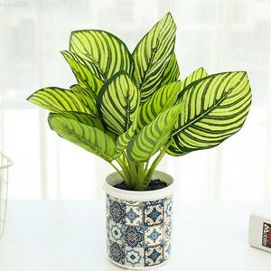 Decoratieve objecten Beeldjes 33cm Nepplanten Bonsai Kunstboom Ingemaakte plastic Monstera Bladeren Tropische Artifici Plant Wastafel voor Thuis Desktop Decor L230724