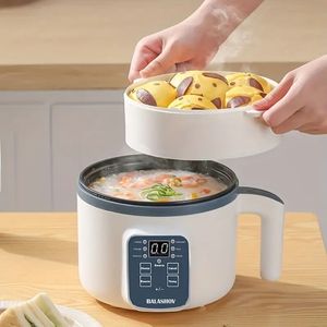 スマートエレクトリックホットポット、過熱保護を備えたミニラーメンクッカー、沸騰ドライ保護、6モード1.7Lミニマルチノンスティック電動クッカー付きダブル