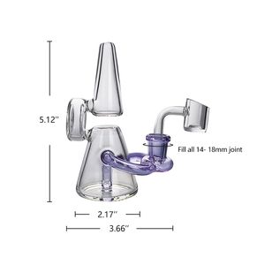 Waxmaid 5.12inches Purifier Mini clear blue water pipe unique diffused percolator with 3 holes hookah glass bongs dab rig US warehouse retail order free shipping