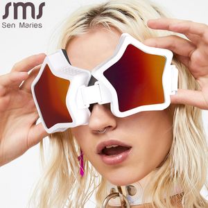 Nya punk överdimensionerade solglasögon 2023 Kvinnliga män stjärnaformade skyddsglasögon glasögon kvinnliga märkesdesigner Eyewear Gradient Lens Oculos