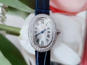 Kadınlar Yeni Saat Küvet Tarzı Mavi Çelik Pointer Roman Sayılar Diamond Classic Bagnole Hollwatch ile Kılıf