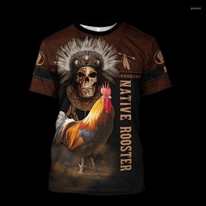 Camisetas masculinas Cool King Rooster Hunting T-shirt 2023 Verão Impressão 3D Animal Galo Hip Hop Streetwear Roupas Masculinas Casuais Tops com decote em O Camisetas