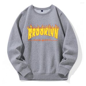 Herren-Kapuzenpullover, Brooklyn York Fire Design-Druck, Herren-Kapuzenpullover, lockerer, übergroßer Fleece-Sport-Street-Hoodie, Basic-All-Match-Sweatshirt