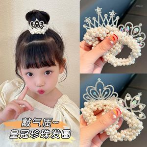 Accessori per capelli H10 Fashion Children Pearl Crown Princess Bands Girls Head Rope Elastic Rubber Cute Ring Headdress