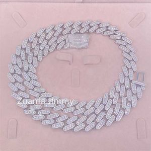 15mm Two Row Iced Out Vvs Moissanite Diamond Men Big Miami Hip Hop Jewelry Cuban Link