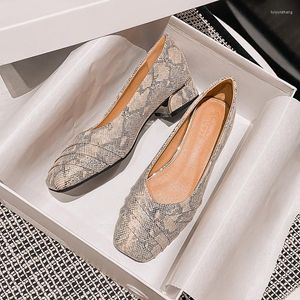 Kleid Schuhe Plissee Quadratische Zehe Kurze Chunky Heels Mode Gefaltet Schlangenleder Muster Frauen Elegante Damen Ferse Pumps Bequem