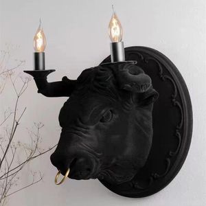 Lampada da parete Corrado Nordic Animal Bull Head Living Room Decor Dining Bedroom Lighting Designer Bed Side