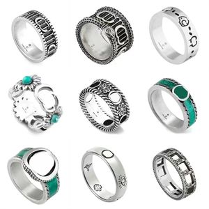 Emaille-Bandringe für Herren, Designer-Schlangenschädel-Ring, Größe 5–11, Damenschmuck, Blume, 925er Silber, Paarringe, luxuriöse ineinandergreifende G-Kreis-Ringe