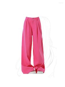 Kvinnors jeans kvinnor rosröd hög midja damer estetiska casual y2k denim byxor streetwear kvinnliga raka byxor sommarkläder 2023