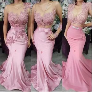 South African Mermaid Bridesmaid Dresses Three Types Sweep Train Long Country Garden Wedding Guest Gowns Maid Of Honor Dress Arabi250w