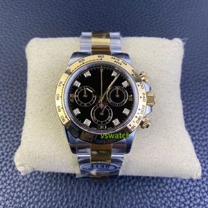 Clean Watch Cal.4130 SA4130自動クロノグラフゴールデン904Lスチールストリップエナメルブラックフェイスダイヤル直径40mm 12.2mmサファイアクリスタル