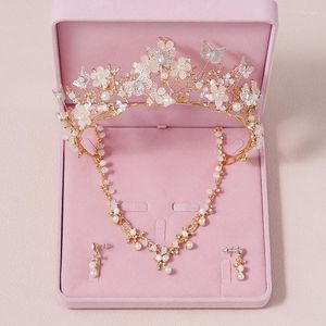 Collana Orecchini Set Sposa Farfalla Corona 3 Pezzi Di Cristallo Artificiale Dolce Compleanno