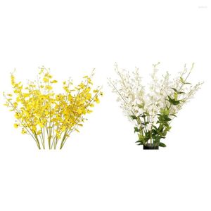 Flores Decorativas Imitação de Flores Dançando Orquídea Decoração Criatividade 92cm Plástico 5 Garfos Único Branco Amarelo Simulação Bouquet