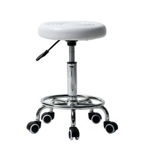 WACO Salon Round Shape Rolling Sgabello Mobili commerciali Rotazione regolabile Idraulico con ruote Massaggio medico Spa Bar Ch271x