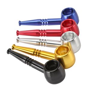 New Metal Dry Herb Smoking Pipes with Large Bowls Slides Detachable Pocket Portable Aluminium Hand Pipe Smoke Puff Cigar Device Tool
