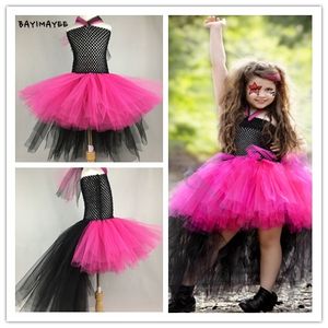 Girls Black Pink Rock Queen Tutu Dress Kids virkade tyllklänning med rem barn födelsedagsfest kostym tutus klänning