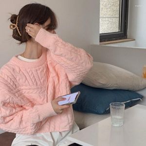 Damenpullover Pullover Frauen Süße Rosa Strickpullover Herbst Winter Elegantes Design Kurze Strickwaren Mode Unregelmäßige Niedliche Weibliche Kleidung