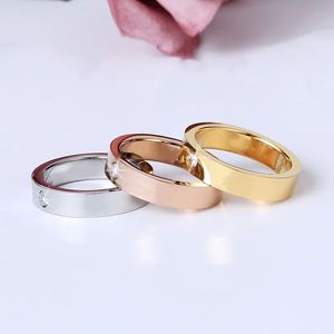 4mm 5mm 6mm titanium steel silver love ring men and women rose gold jewelry for lovers couple rings giftQ1