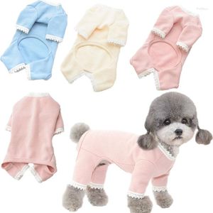 Vestuário para cães Roupas de algodão puro Azul Rosa Bege Lace Hoodies Gato Cães Casaco Macacão Pijama Para Pequeno Chihuahua Bichon Macacões