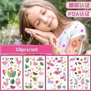 10pcs/set tatuajes Temporales moda flamingo tymczasowy tatuaż naklejka ramię ręce nogi ciało fałszywe tatuaż kobiety femme dziewczyny