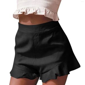 Shorts femininos cor sólida bainha com babados solta fundo casual verão casacos calças plus size combinando conjuntos moda 2023