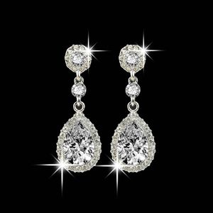 Shining Fashion Crystals Earrings Silver Rhinestones Long Drop Earring For Women Bridal Jewelry 5 Colors Wedding Gift For Friend204K