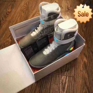 2023 Venda Limitada Cadarços Automáticos Sapatos Air Mag Tênis Marty Mcfly's air mags Led Back To The Future Glow In The Dark Grey Mcflys Man LDH