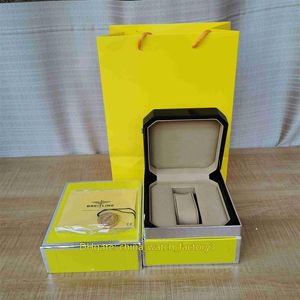 Vendo caixas de relógios de alta qualidade 1884 Navitimer Watch Original Box Papers Leather Yellow Handbag For SuperAvenger SuperOcean 309N