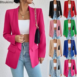 Damskie garnitury Blazers dla kobiet wiosenna jesienna Blazer garnitury solidna różowa różowa szczupła damska elegancka kurtka Formalna kurtka biurowa marynażu garnitury 230721