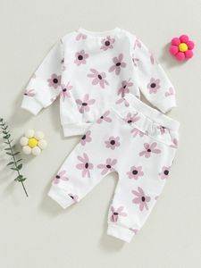 Giyim setleri 2pcs erkek bebek düşme kıyafeti uzun kollu çizgili kapüşonlu sweatshirt üstleri jogger pantolon toddler sonbahar kış kıyafetleri