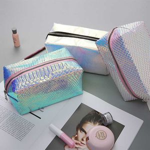 Bolsas de cosméticos estojos coloridas a laser à prova d'água bolsa de cosméticos bolsa feminina viagem lavagem 230704