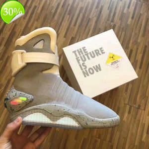 2023 Limited Sale Automatic Laces Shoes Air Mag Sneakers Marty Mcfly's air mags Led Back To The Future Glow In The Dark Gray Mcflys Man