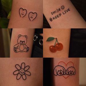 48pcs/set uroczy niedźwiedź serce kwiat wiśni urocze papiery do tatuażu Tymczasowe naklejki na tatuaże