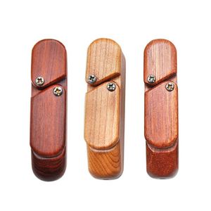 New Style Natural Wood Portable Dry Herb Tobacco Filter Pipes Rotating Storage Cover Innovative Stash Case Handpipes Wooden Smoking Cigarette Hand Holder DHL