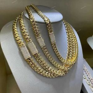 Anpassad 12mm länk Hip Hop Style Real 10K 14K Solid Gold Miami Cuban Chain Necklace Fine SMEEXKE