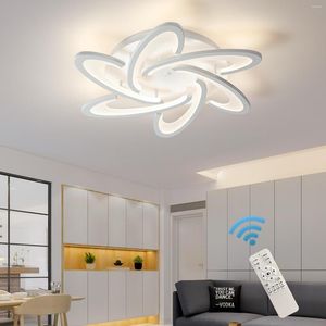 Plafoniere Lampada a LED dimmerabile Lampadario moderno da incasso con lampada a sospensione in metallo acrilico per soggiorno 65W / 9