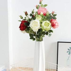 Decorative Flowers Faux Silk Flower Realistic Appearance Aesthetic Bright-colored Arrangement Pretty Fake Rose Stem Holiday Supplies