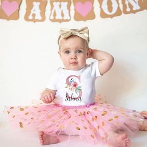 Personalised Baby Girl Birthday Party Dress Custom Initial with Name Tutu Cake Dresses + Romper Outfits Girls Clothes Jumpsuits