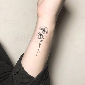 Su geçirmez geçici dövme çıkartmaları siyah somnus çiçek bitkisi küçük boy dövme flaş tatoo sahte dövmeler için erkek çocuk kız kadınları