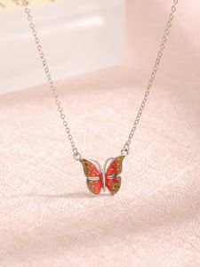 2023 Fashion New European and American Vintage S925 Sterling Silver New Orange Butterfly Necklace Temperament Necklace Female