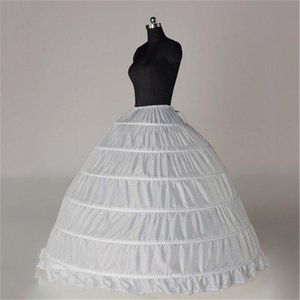 Whole 6 Hoops Ball Gown White Bridal Petticoat Bone Full Crinoline Tulle Long Puffy Wedding Petticoat Cheap Simple In Stock291l